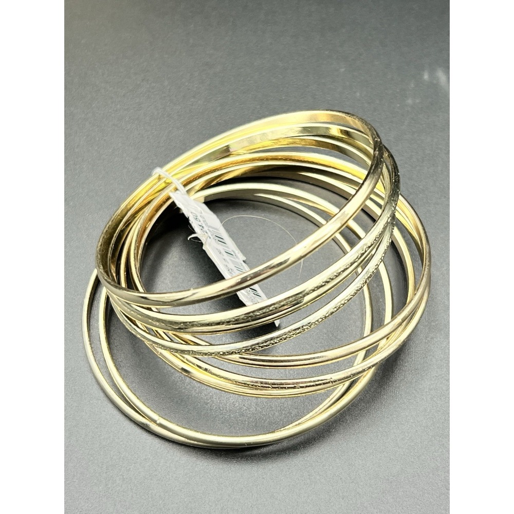 Macy's Classic Skinny Bangle Bracelets Gold-Tone 9/Set Smooth Textured